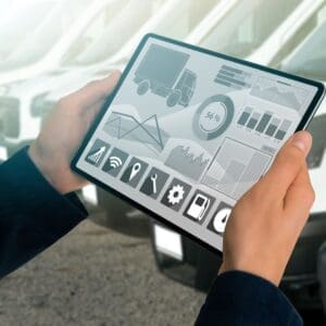 Man holding iPad.